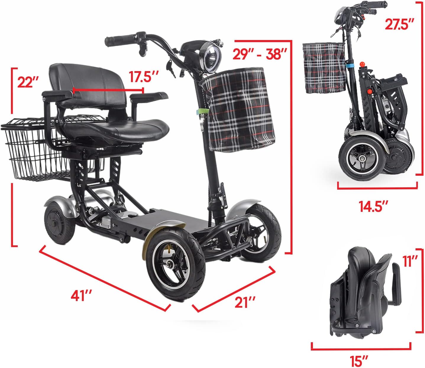 Rubicon FX3 All Terrain 4 Wheel Mobility Scooter for Seniors C83317