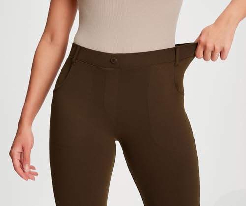 Yogipace Women's Straight Leg Yoga Dress Pants with Belt Loops H62689