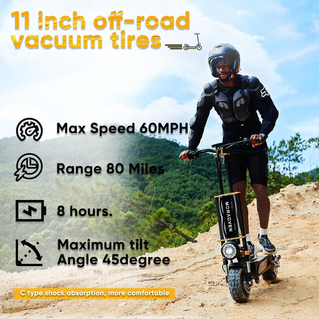 Adult Electric Scooter 11-Inch 6000W Dual Drive with Seat O813