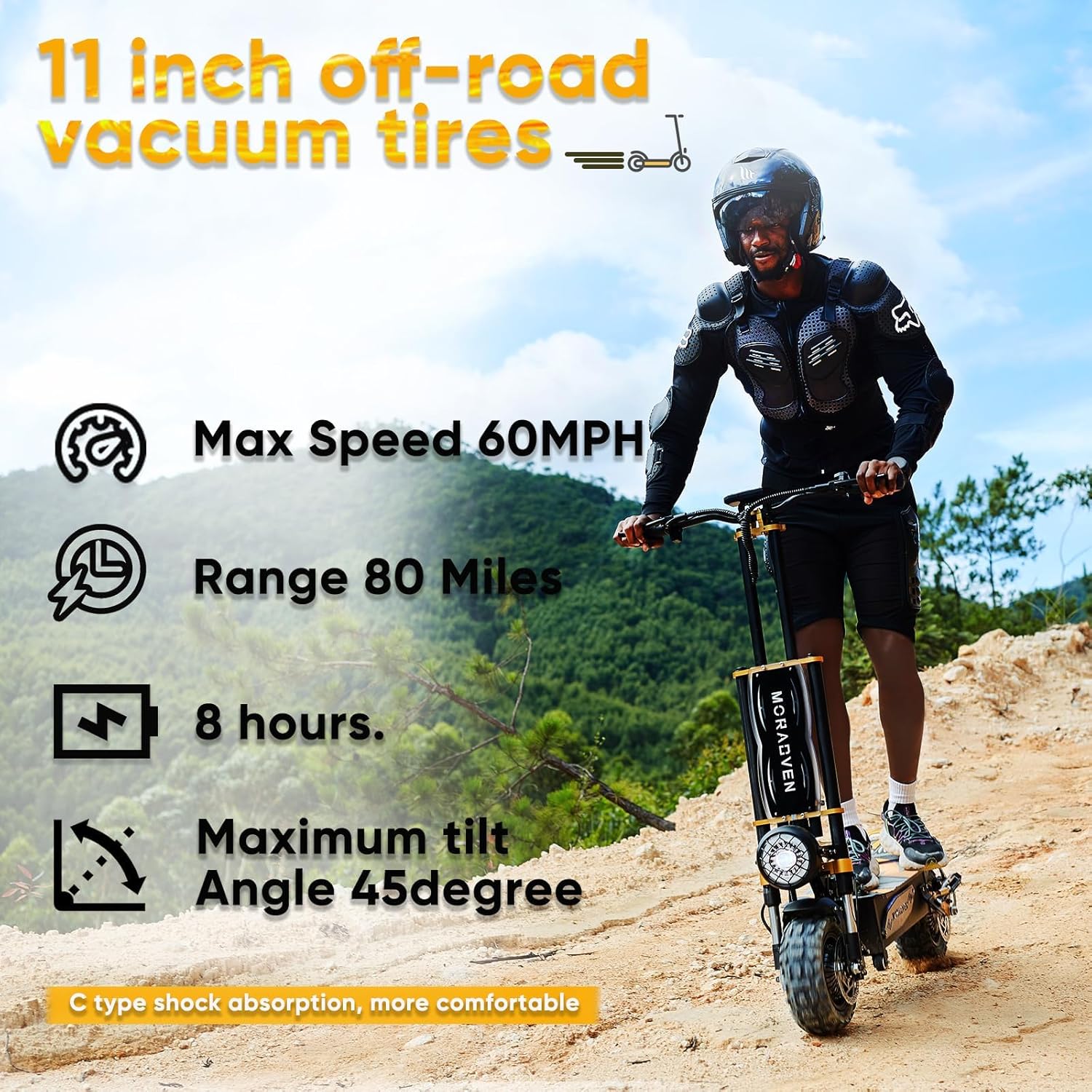 Adult Electric Scooter 11-Inch 6000W Dual Drive with Seat O813