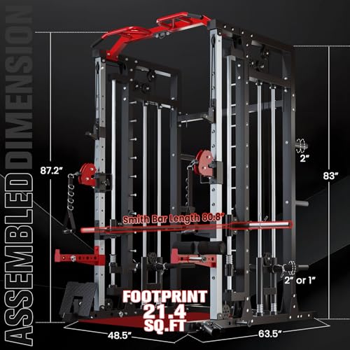 Smith Machine Squat Rack with Lat Pulldown & Cable Crossover R207