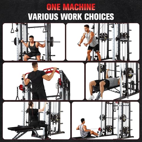 Smith Machine Squat Rack with Lat Pulldown & Cable Crossover R207