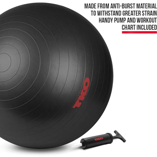 TKO Large Exercise Ball with Pump - 65 or 74 cm for Home Gym & Office Fitness Y151308