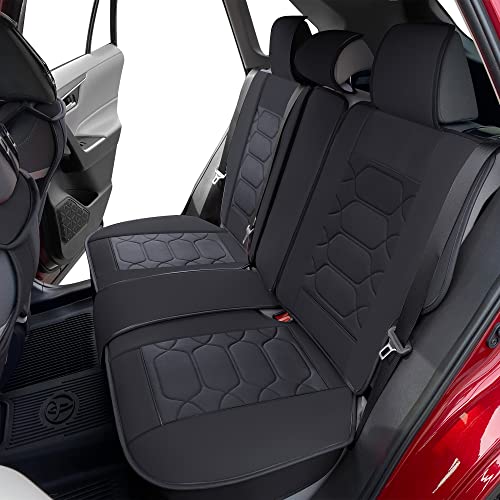OASIS AUTO Toyota RAV4 Seat Covers 2013-2025 Custom Fit Leather Black Gray S129