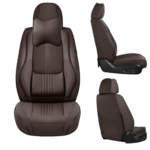 Car Seat Covers Full Set Waterproof Leather Front and Rear with Head Pillow Black Navy U136