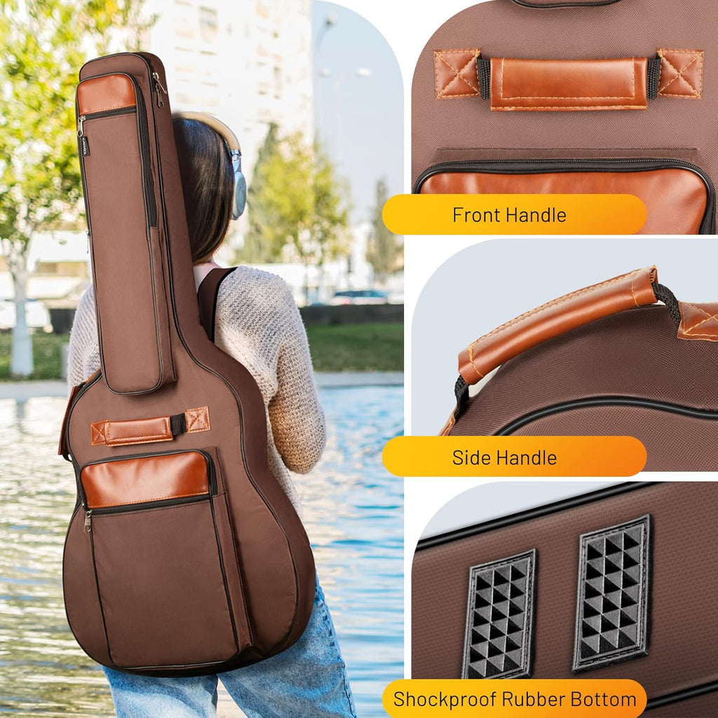 CAHAYA Guitar Bag 40-42 Inch 6 Pockets Water Resistant Oxford Cloth Padded Case Z33574