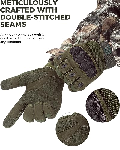 KEMIMOTO Tactical Gloves for Men, Touchscreen Motorcycle Gloves with Hard Shell & Palm Padding E190