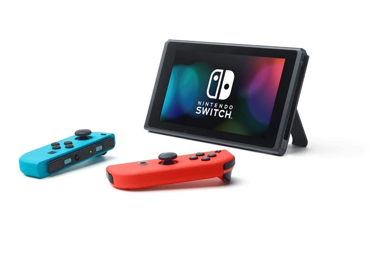 Nintendo Switch 32GB Console with Neon Blue and Red Joy-Con + Marxsol 12-in-1 Accessories Bundle Q792950