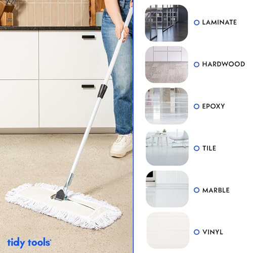 Commercial Dust Mop 24 in for Hardwood Floors, Reusable Cotton Head, Extendable Handle L1897