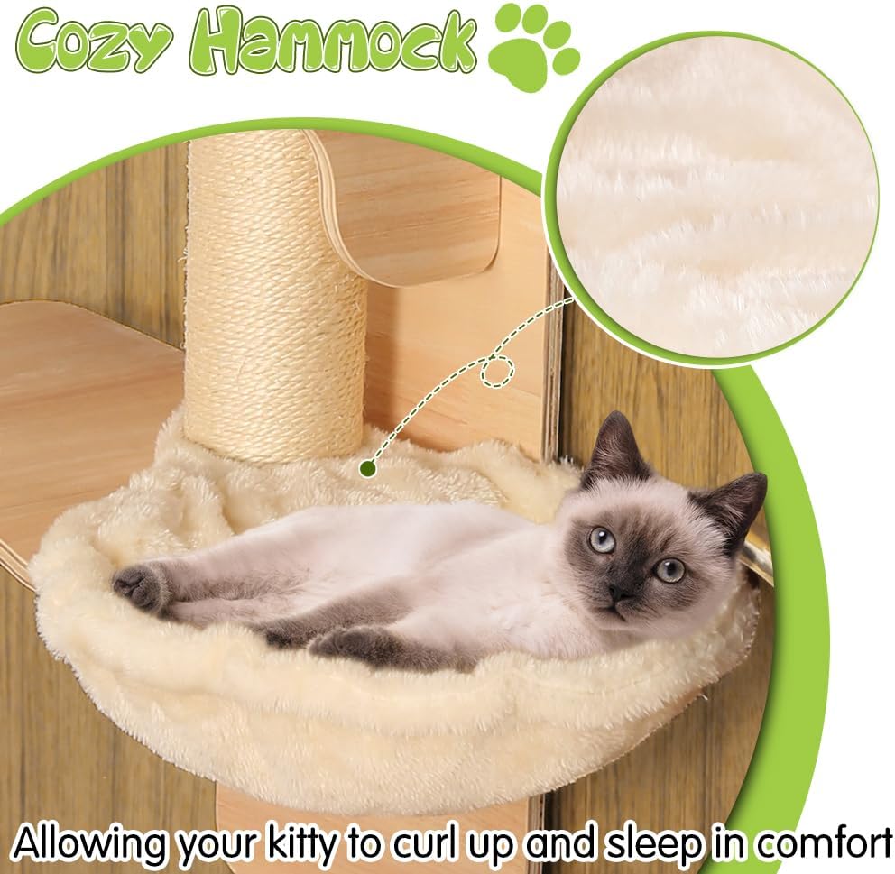 EMUST Door Cat Tree for Indoor Cats, Over The Door Cat Climber with Scratching Post J5857