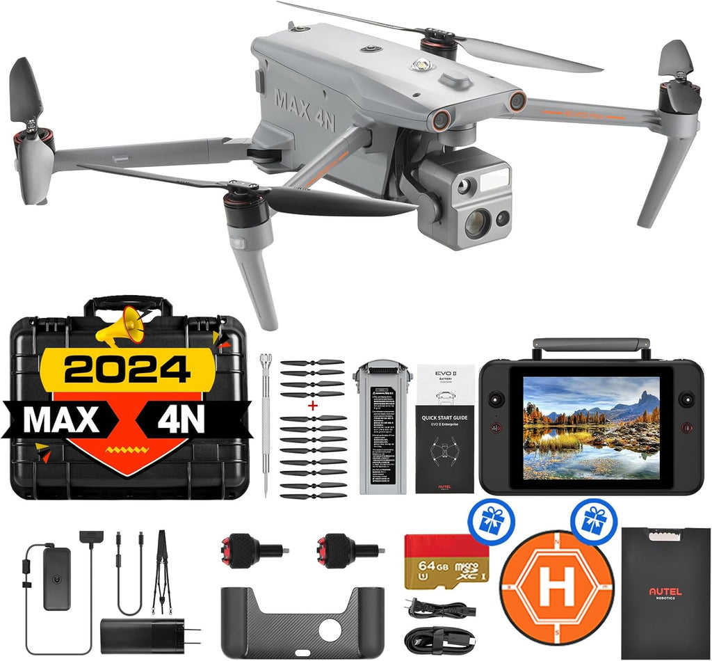 Autel Robotics EVO MAX 4N Drone, Starlight Night-Vision/Wide/Thermal/L~aser 4 Cameras in One UAV, A-Mesh 1.0, 720° Obstacle Avoidance, Triple Anti-Jamming, Hot-Swappable, 42 Mins, IP43, Autel SDK