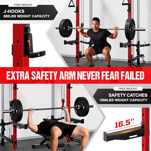 WM3-V4 Folding Wall Mounted Squat Rack with Dual Pulley System L11563