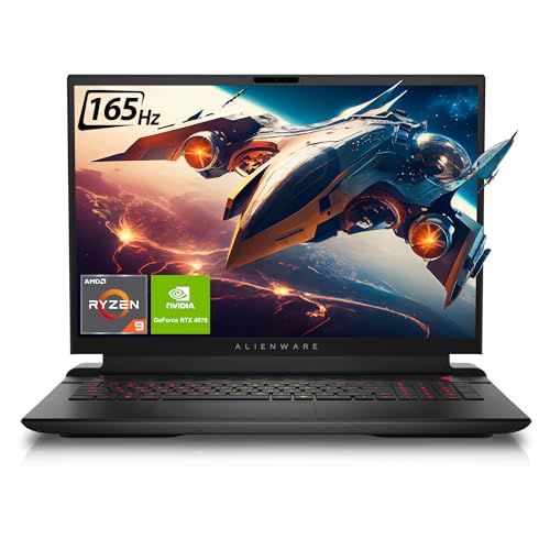 Alienware M18 Gaming Laptop, AMD Ryzen 9 7845HX, 32 GB DDR5 RAM, 2 TB SSD, NVIDIA GeForce RTX 4070, 18 FHD+ Display, Backlit Keyboard, Windows 11 Pro, Dark Metallic Moon, Black