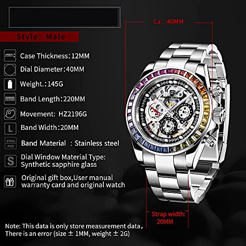 HaiQin Pagani Design 1653 Skeleton Automatic Watch for Men, Diamond Bezel Stainless Steel X587