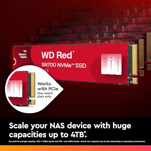 Western Digital 4TB WD Red SN700 NVMe Internal SSD for NAS - Gen3 PCIe, M.2 2280 G2108