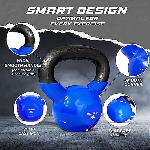 Yes4All 5-100 LB Vinyl Coated Cast Iron Kettlebells M964803