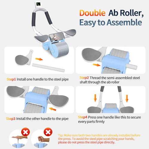 Ab Roller Wheel with Timer & Knee Mat, Home Workout Equipment U107095