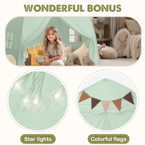 Extra Large Kids Play Tent with Star Lights, Portable & Foldable Teepee B40178