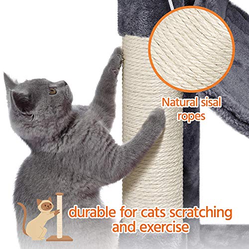 Topeakmart 54.5in Cat Tree for Indoor Cats with Cozy Condo, Dark Gray O790597