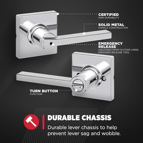 Kwikset Casey Interior Privacy Door Handle with Lock 10 Pack, Matte Black G103018