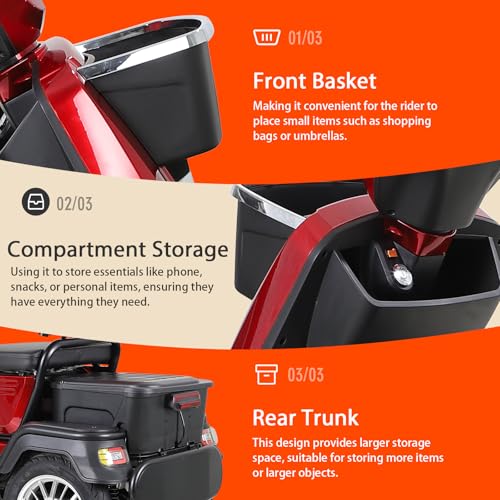 Heavy Duty 4 Wheel Mobility Scooter for Seniors & Adults, 500lbs Capacity, Orange D33988