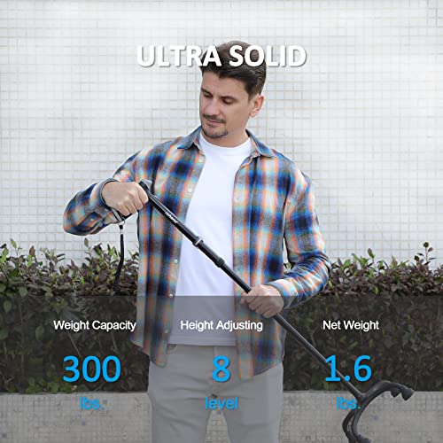 REHAND Quad Cane, Foldable Walking Cane with 4-Pronged Base, Adjustable Lightweight Y5650