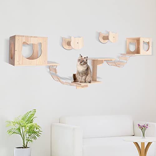 Cat Wall Furniture with Shelves, Scratching Posts, and Perches Q292287