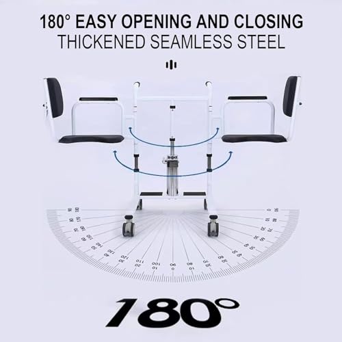 Hydraulic Patient Lift Transfer Chair with 180° Split Seat, Toilet and Tray Table, 440Lbs Capacity F75608