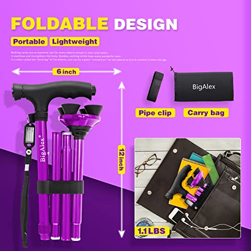 BigAlex Folding Walking Cane with LED Light and Adjustable Height I772