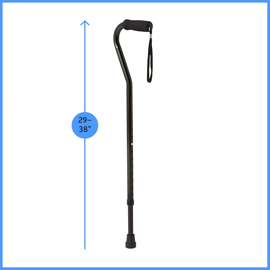 Medline Aluminum Offset Walking Cane, Lightweight, Black T51522