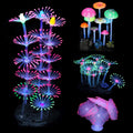Lpraer 4 Pack Glow Aquarium Decorations Coral Reef Glowing Mushroom Anemone Simulation Glow Plant Glowing Effect Silicone for Fish Tank Decorations - Pet Supplies online store