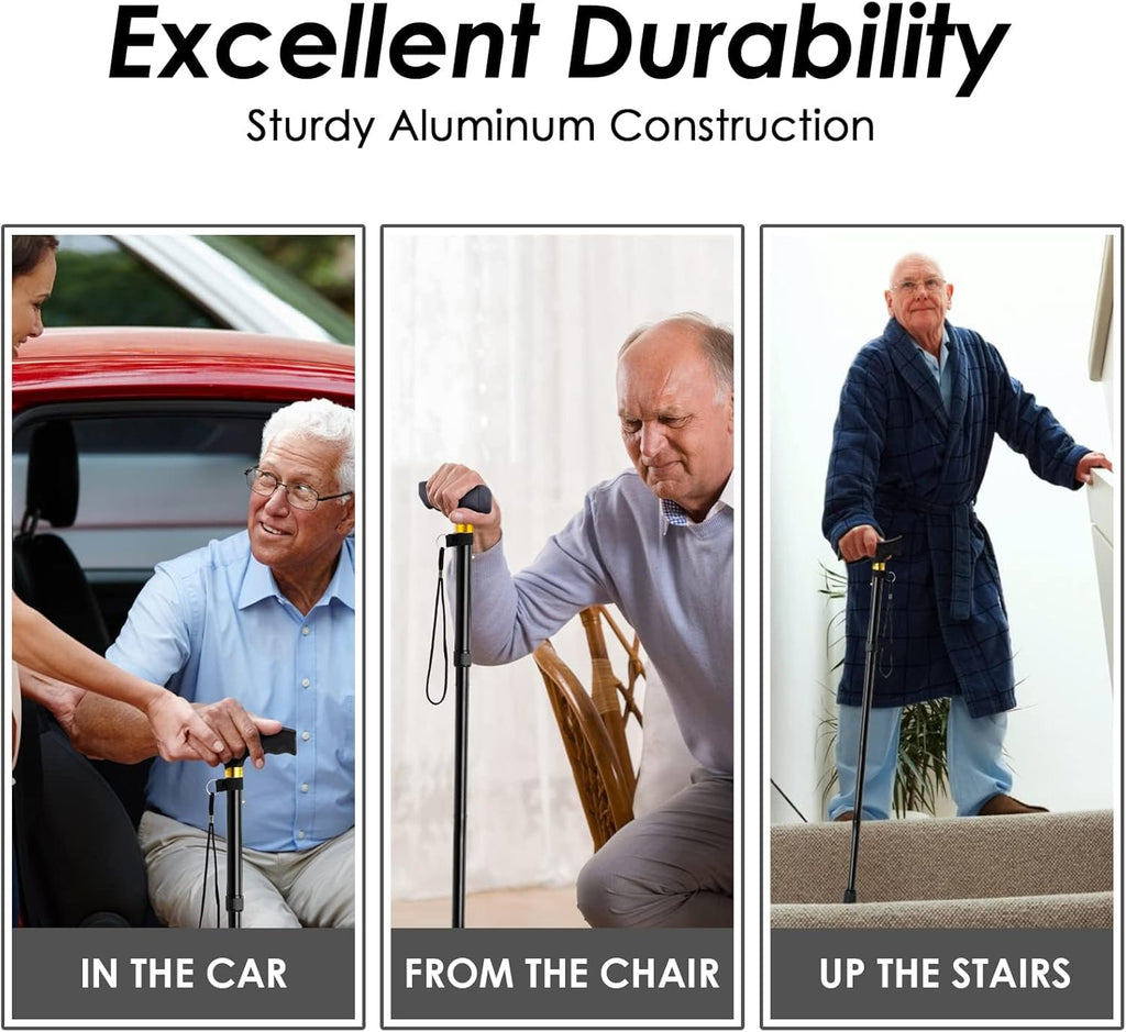 Oulisen Walking Cane for Men and Women, 5-Level Adjustable Folding Cane B6532