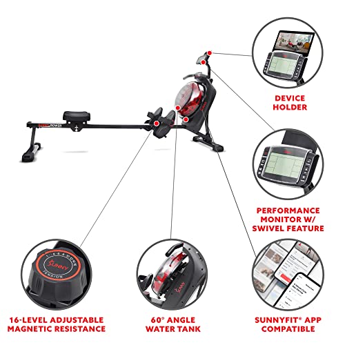 Sunny Health & Fitness Elite Water Rowing Machine T4389