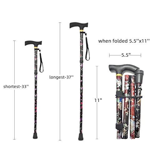 5-Level Adjustable Aluminum Walking Cane for Seniors, Folding with Ergonomic Handle Y21825