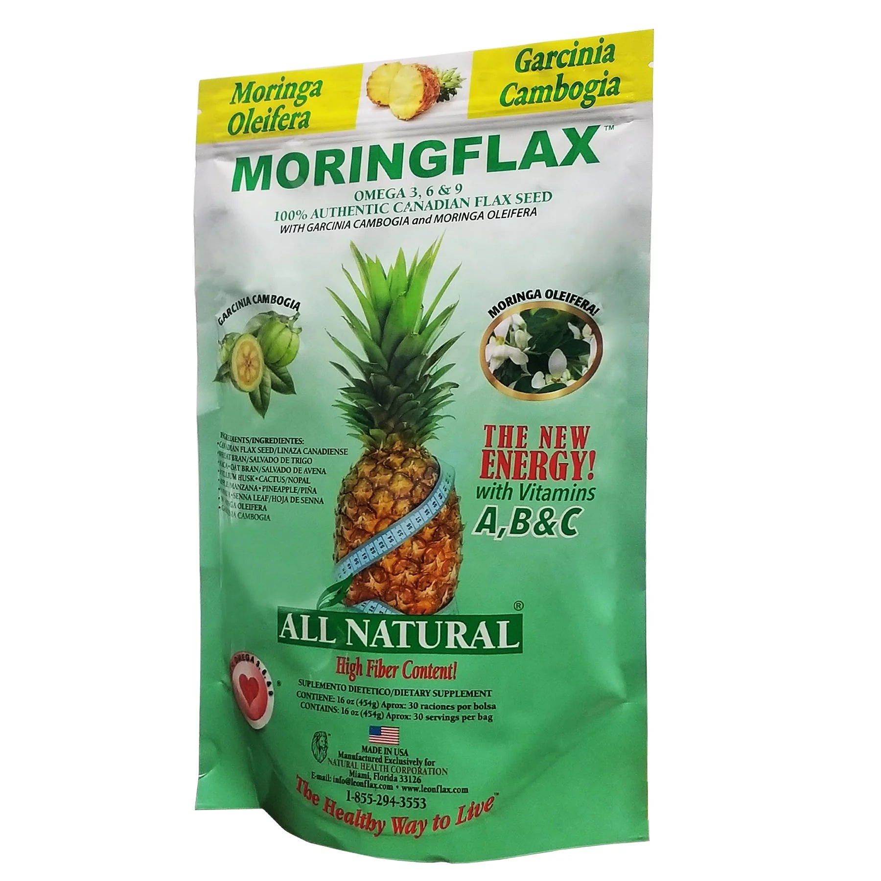 Moringflax 100% Canadian Flax Seed with Garcinia Cambogia & Moringa Oleifera, 16 oz A258