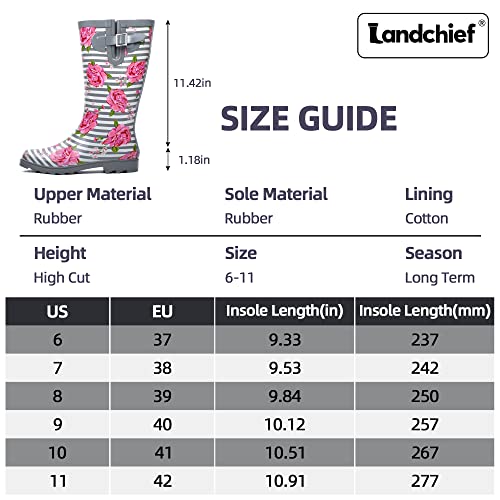 landchief Rain Boots for Women Waterproof Tall Knee High Rubber U158