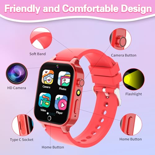 Kids Smart Watch for Girls Aged 6-12 with HD Touchscreen, Camera, and Games U3599