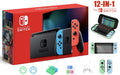 Newest Nintendo Switch 32GB Console with Neon Blue and Neon Red Joy-Con, 6.2" Touchscreen 1280x720 LCD Display, 802.11AC WiFi, Bluetooth 4.1 + Marxsol 12-in-1 Accessories Holiday Bundle