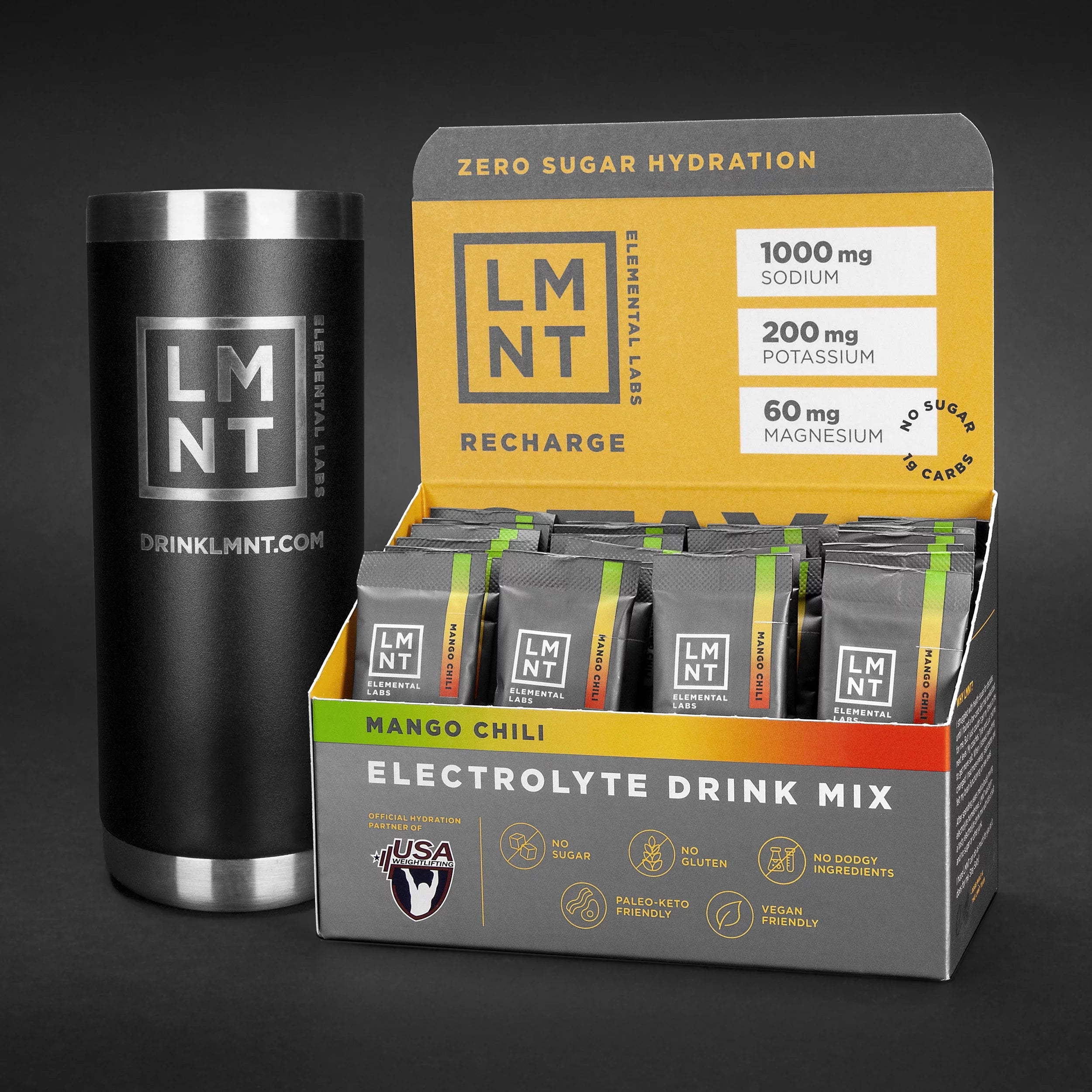 LMNT Electrolyte Drink Mix Hydration Powder Mango Chili 30 Stick Packs Y3927