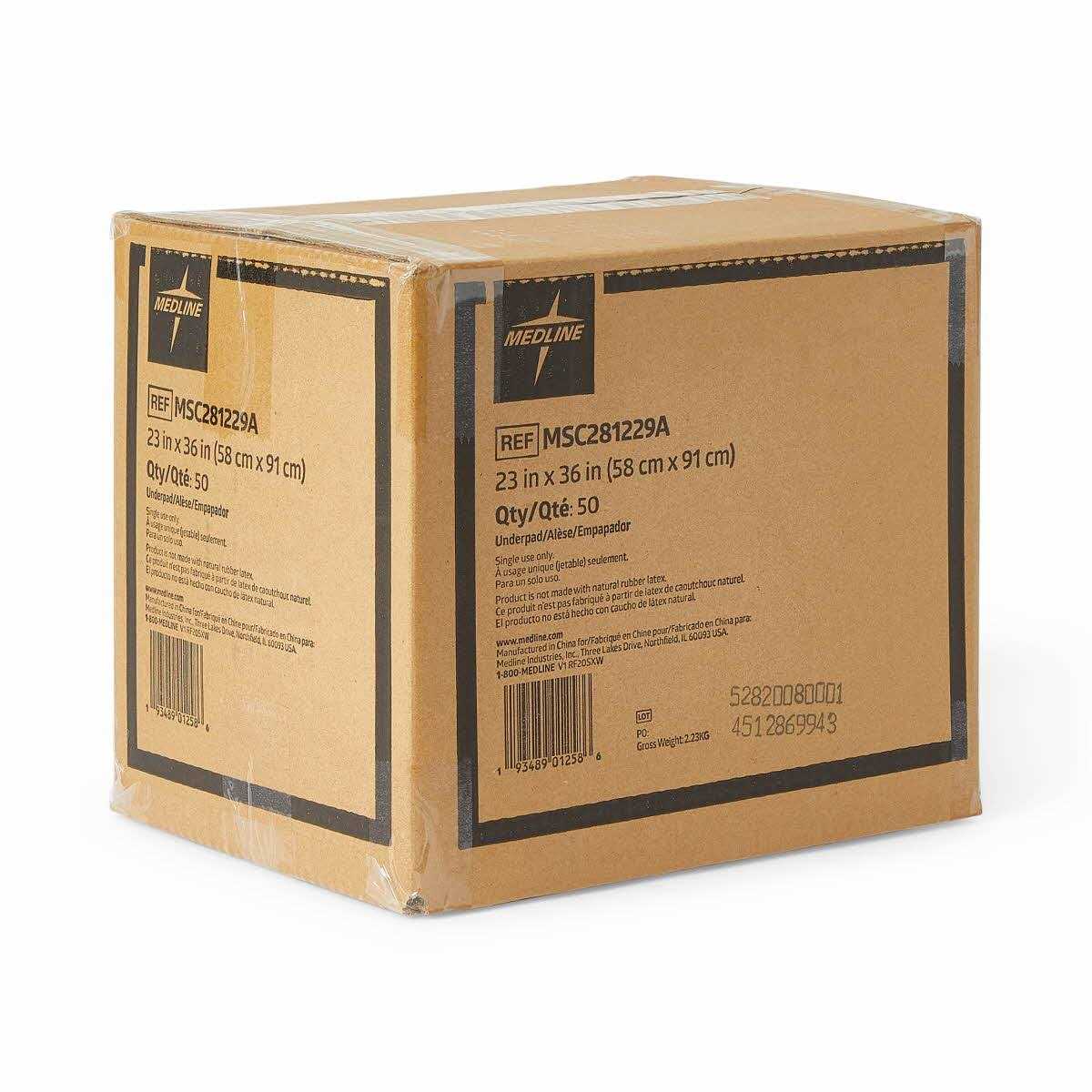 Medline Disposable Chucks Pads 23 x 36 inches Ultra-Light Absorbency J473895