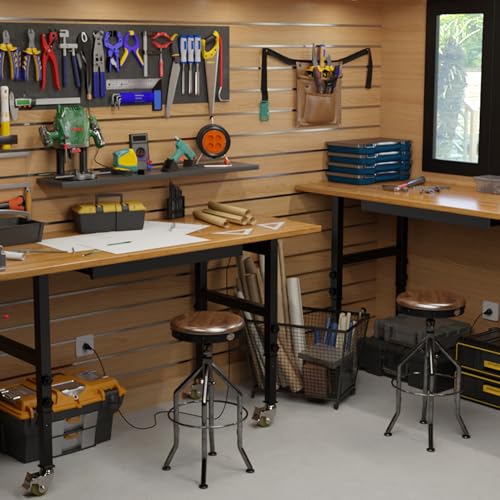 60" Adjustable Workbench with Power Outlets, Wheels and Drawer L44280