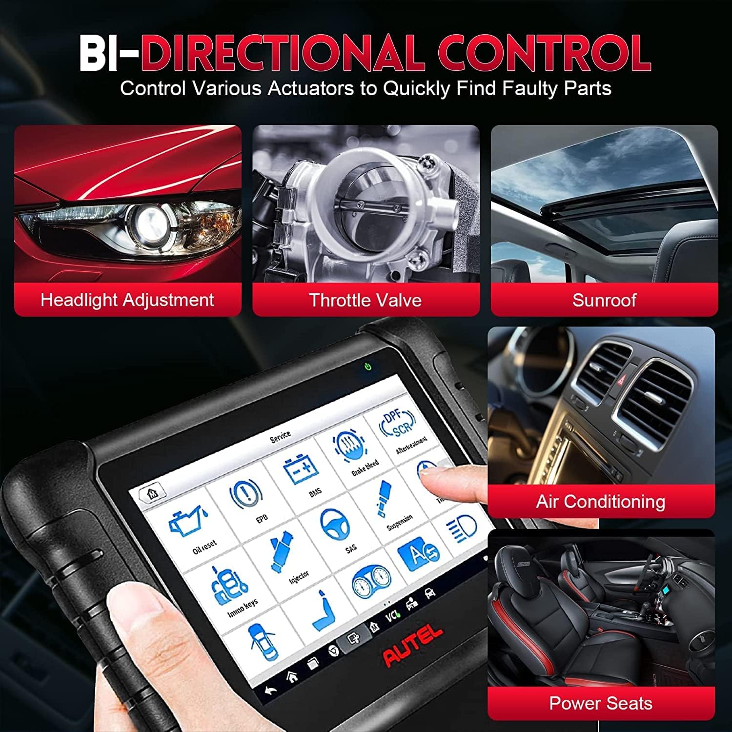 Autel MaxiCOM MK808Z-BT Bidirectional OBD2 Scanner with Non-OBDII Adapter Kit B720915