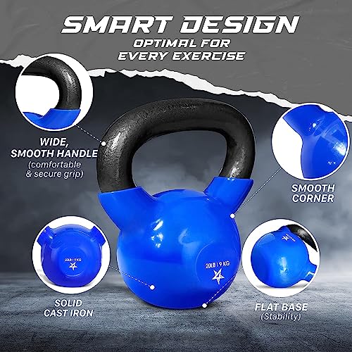 Yes4All 5-100 LB Vinyl Coated Cast Iron Kettlebells M964803