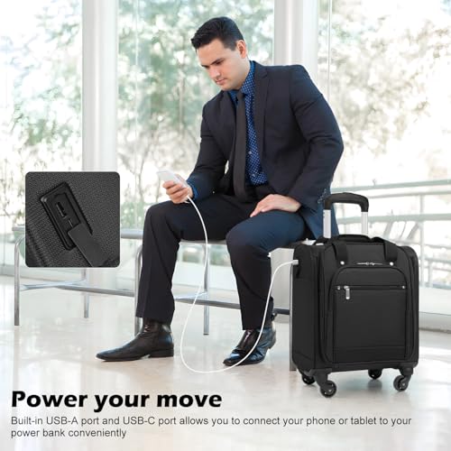 Coolife Underseat Carry On Luggage Softside Spinner Suitcase S899097