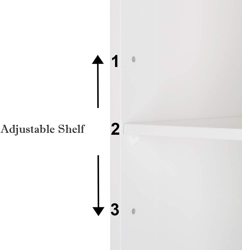 White Tall Bathroom Storage Cabinet, Slim Corner Floor Cabinet with Doors W671484
