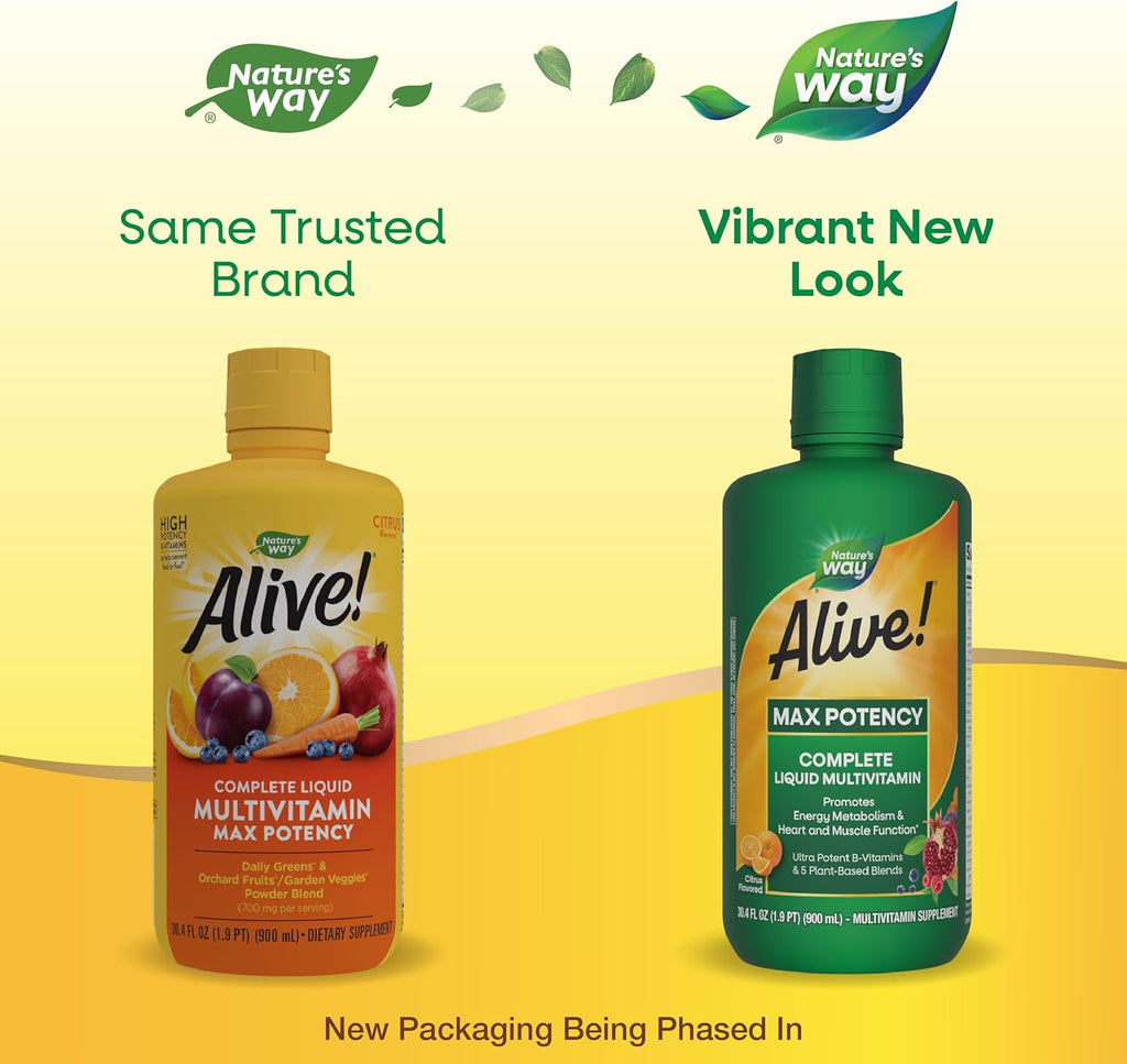 Nature's Way Alive! Max Potency Liquid Multivitamin for Women and Men, Citrus, 30.4 Fl Oz C21513