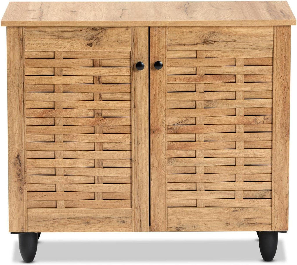Baxton Studio Winda Oak Brown Wood 2-Door Shoe Cabinet D885