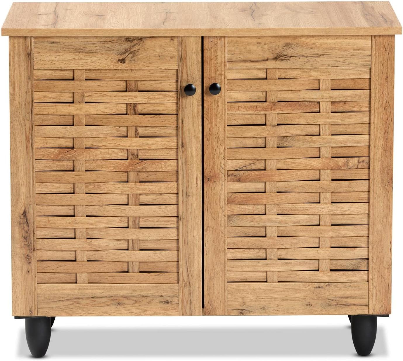 Baxton Studio Winda Oak Brown Wood 2-Door Shoe Cabinet D885