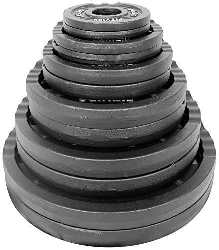 Olympic Cast Iron Weight Plates for Strength Training, Multiple Sizes S1890