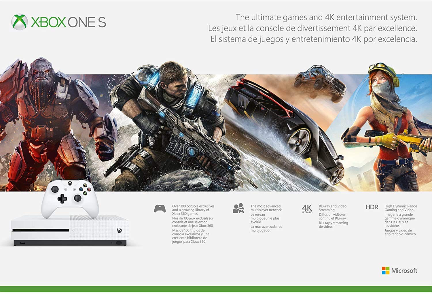 Xbox One S 1TB Console White with Wireless Controller and 4K Ultra Blu-ray Y5204